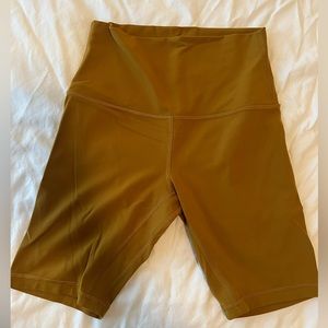 Lululemon Align high rise biker shorts, gold, size 4